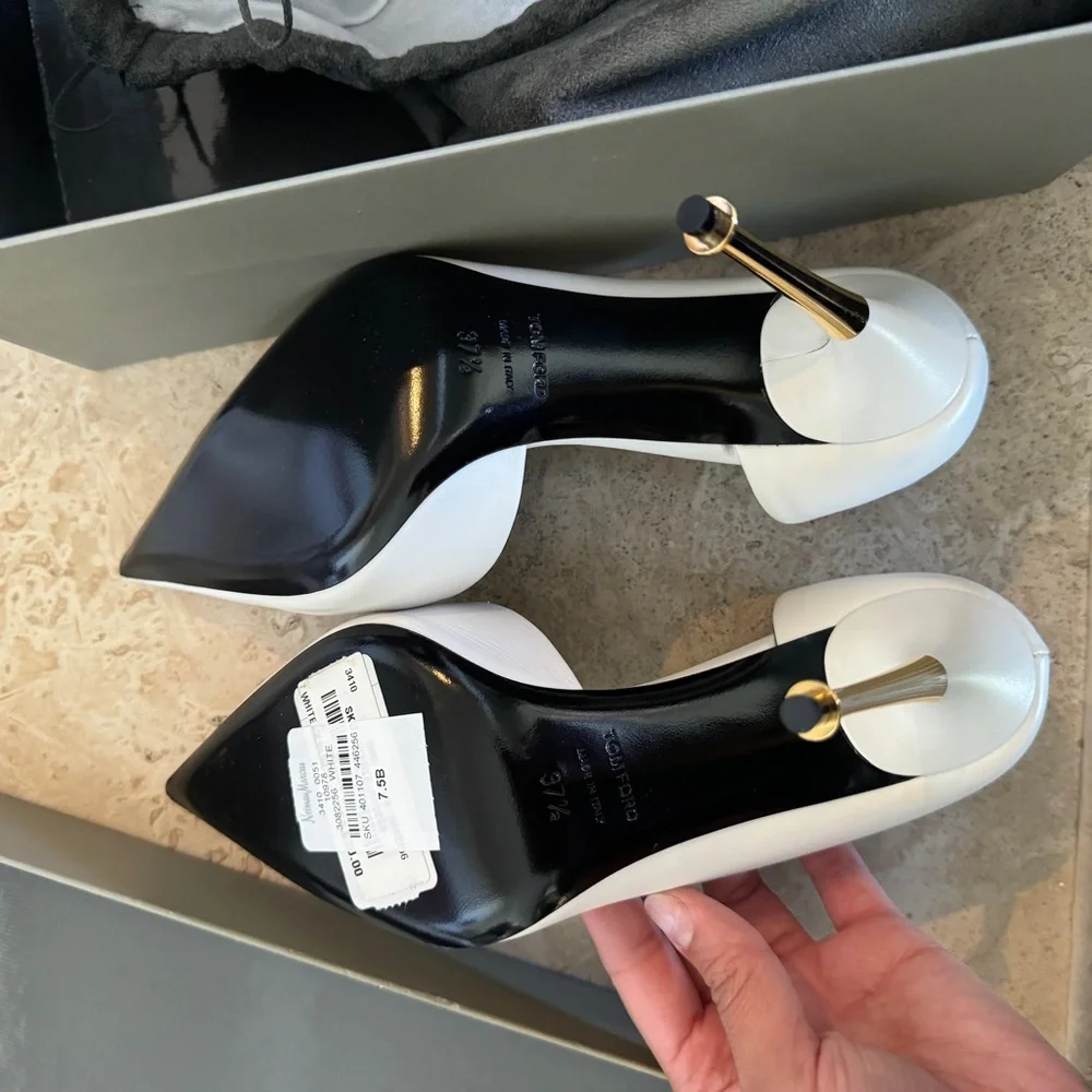 Tom Ford Leather Stiletto Pumps With Bow Front NEW - Picture 3 of 11